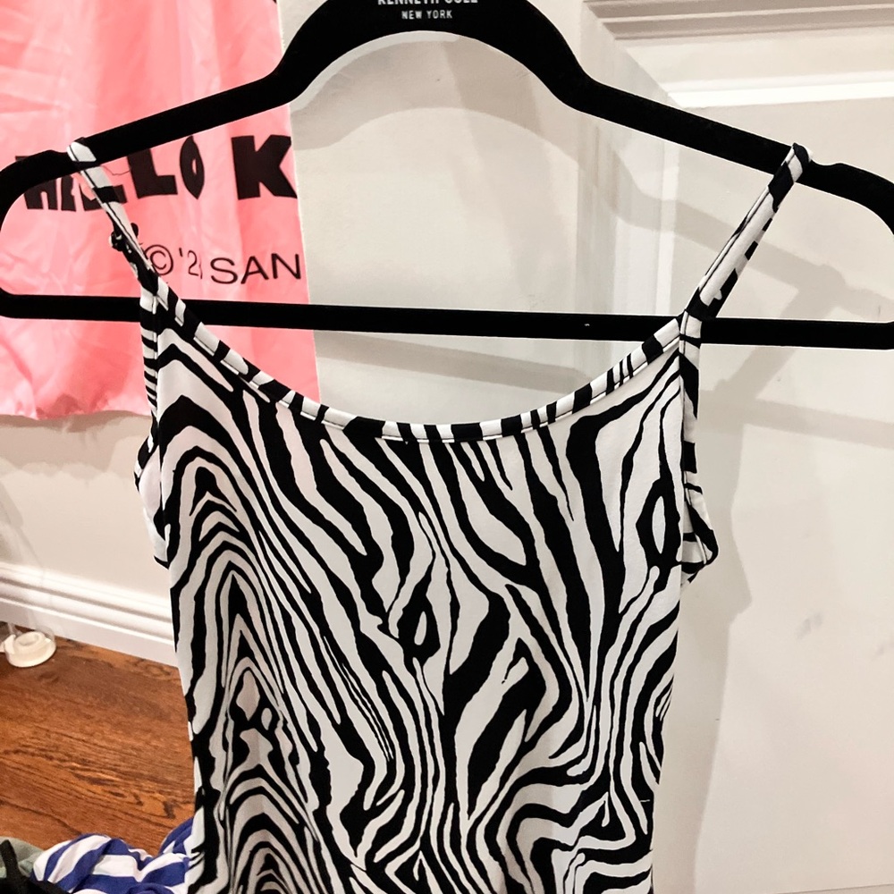 SHEIN Black and White Zebra Print Tank Top